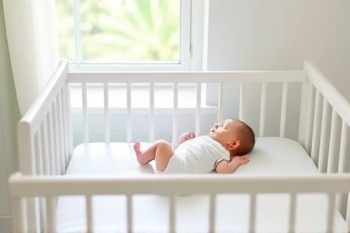 Peaceful nursery with sleeping baby, safe sleep environment