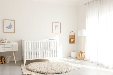 Elegant nursery room with stylish baby furniture.