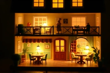 Cozy Sylvanian Families two-story house interior with detailed furniture.