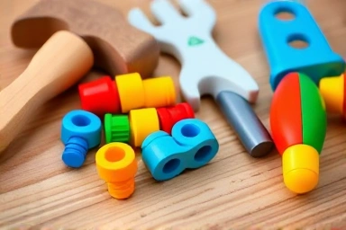 Safe and colorful toddler toy tools set.