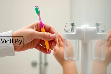 Family practicing good oral hygiene habits.