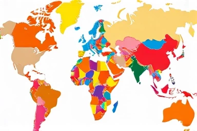 Close-up of world map puzzle pieces, educational toy