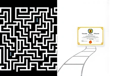 Symbolic representation of overcoming challenges to achieve certification