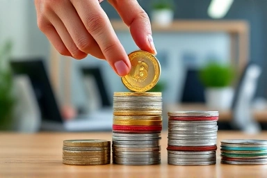 Hand managing diverse financial assets for potential growth.