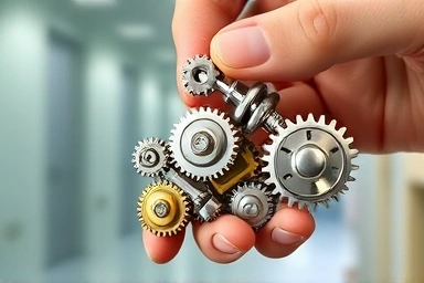 Metaphorical image of assembling database query components