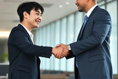 Professional handshake symbolizing finance career networking and success.