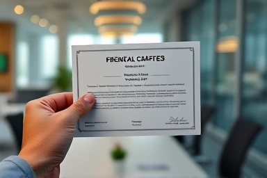 Close-up of a finance certification document
