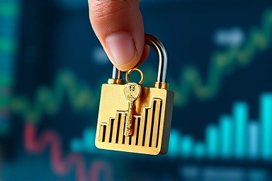 Golden key unlocking financial success