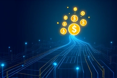 Digital finance career path with glowing icons