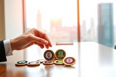 Financial certifications arranged on a desk in an office setting.