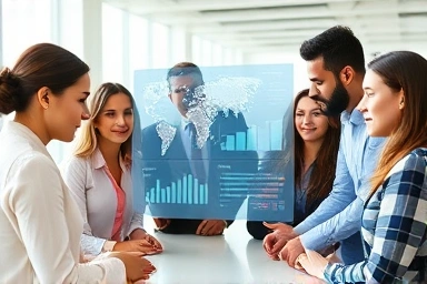 Financial compliance professionals collaborating, ESG metrics