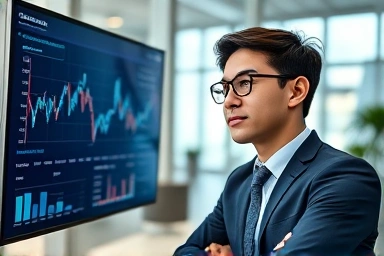 Financial professional analyzing data, symbolizing career growth.