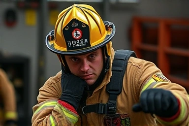 Firefighter candidate training for physical test, demonstrating strength and endurance.