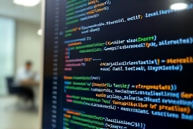 SQL query code glowing on a digital screen