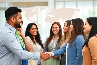 Global communication and collaboration in a modern office.