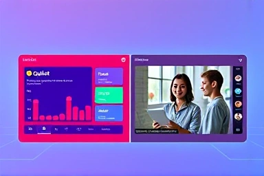 Split screen showing Quizlet vs Memrise learning interfaces