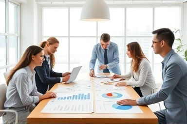 Supply chain professionals collaborating in a modern office.