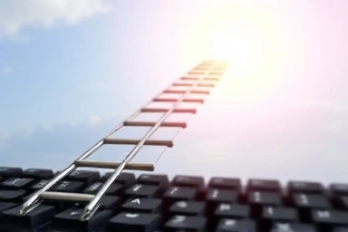 Symbolic ladder of computer keys for career growth
