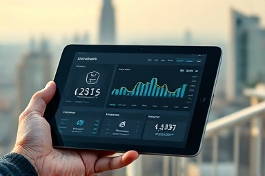 Digital financial dashboard on a tablet, symbolizing personalized data management.