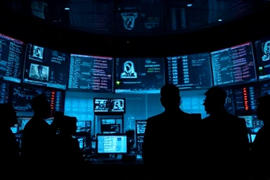 National intelligence agency command center, high-tech security operations.
