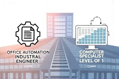 Two career paths with symbolic icons leading to an office.
