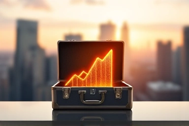 Symbolic briefcase of wealth and investment growth.