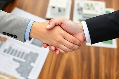 Handshake symbolizing trust in real estate deal.