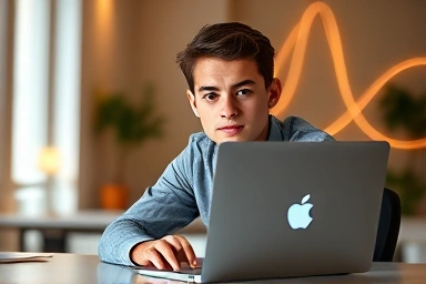 Young person studying UX/UI design for career advancement.