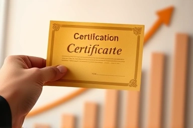 Golden certification symbolizing career achievement and growth