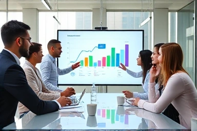 Venture capital professionals in a modern office meeting