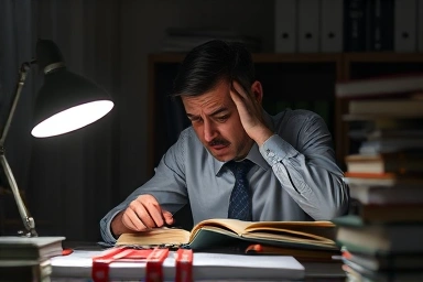 Office worker studying late for civil service exam