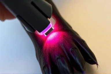 Close-up of LED dog nail clipper showing blood vessel