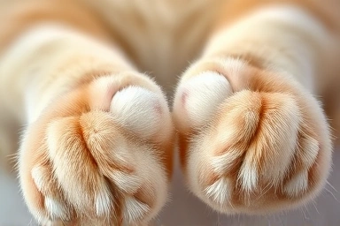 Clean cat paws after anesthesia-free hygiene grooming