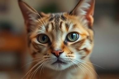 Concerned cat with subtle breathing difficulty