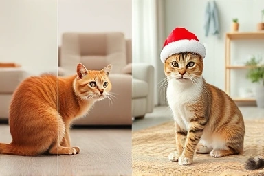 Cat behavior problem vs. solution with happy cat