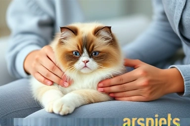 Person bonding with a Ragdoll cat.