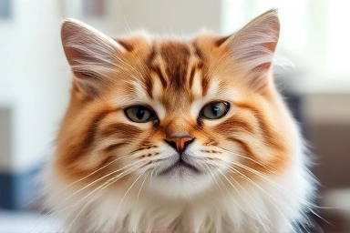 Calm cat receiving gentle grooming in a serene environment.