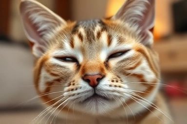 Cat's gentle eye blink, symbolizing understanding and trust.