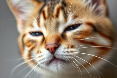 Cat slow blink, trust, affection, owner-pet bond, close-up.