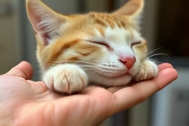 Cat paw on human hand, gentle touch, bonding