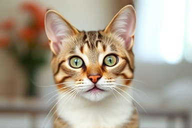 Happy cat with healthy eyes and nose