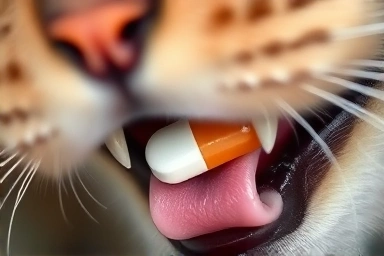 Cat pill hidden in wet food for administration