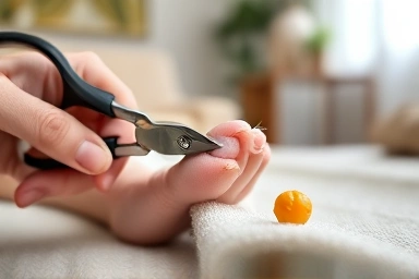 Cat nail trimming with care and treats