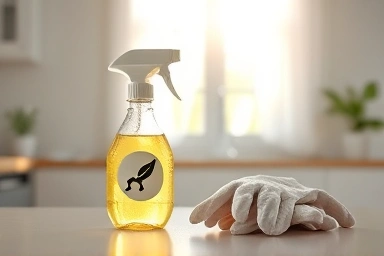 Clean home, cleaning supplies, and sunlight symbolizing hygiene