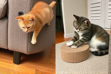 Cat chooses scratcher over furniture when placed correctly.