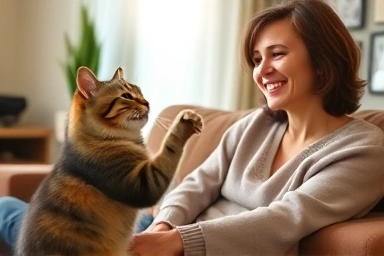 Cat showing affection after playful swat