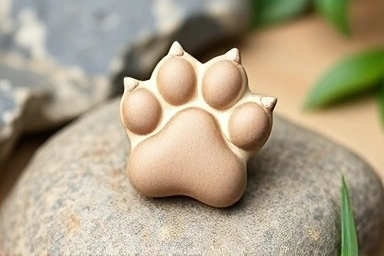Healthy dog paw, joint support, natural elements.