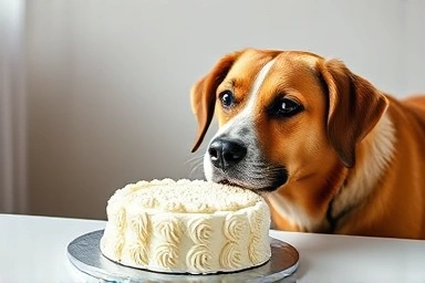 Custom dog face cake for a happy dog's birthday.