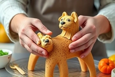 Handcrafted dog cake decoration with natural ingredients.