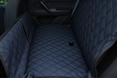 Durable, waterproof pet car seat cover detail.